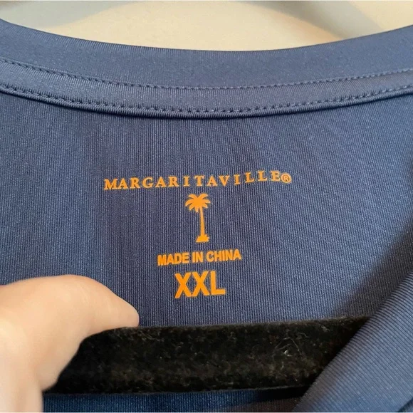 NWT Margaritaville Sz XXL Mens Insignia Blue Long Sleeve Logo Sword Fish Top $30 - Picture 3 of 12